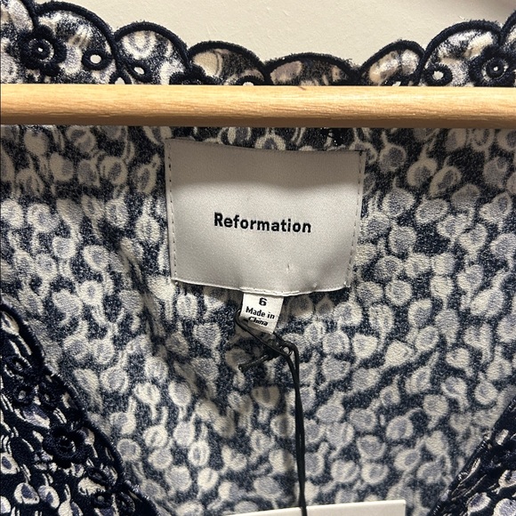 Reformation Floral Navy and Cream Mini Dress - Picture 3 of 15